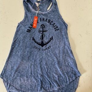 Sundry Marine Blue Anchor Graphic Tank Top